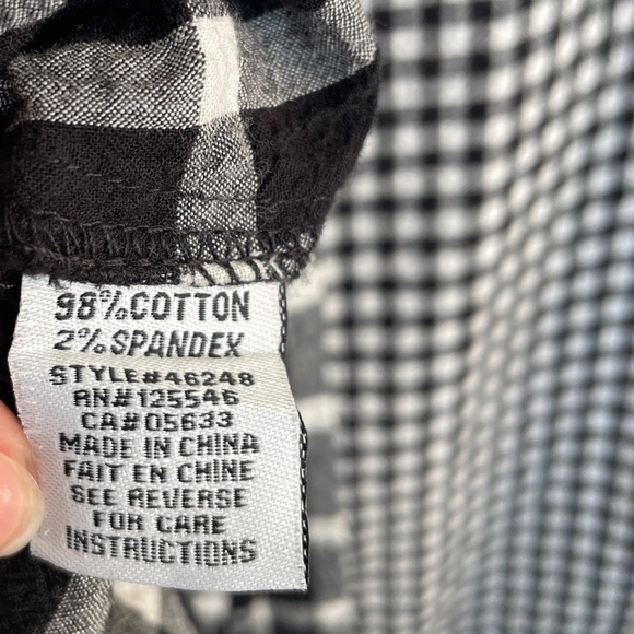 Habitat Black and White Checkered Button Tunic 3/4 Sleeve Asymmetric Hem Gingham - Picture 10 of 10